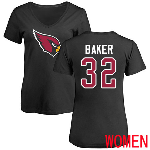 Arizona Cardinals Black Women Budda Baker Name And Number Logo NFL Football #32 T Shirt